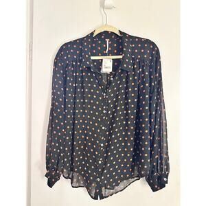 NWT Free People Polka Dot Button Down